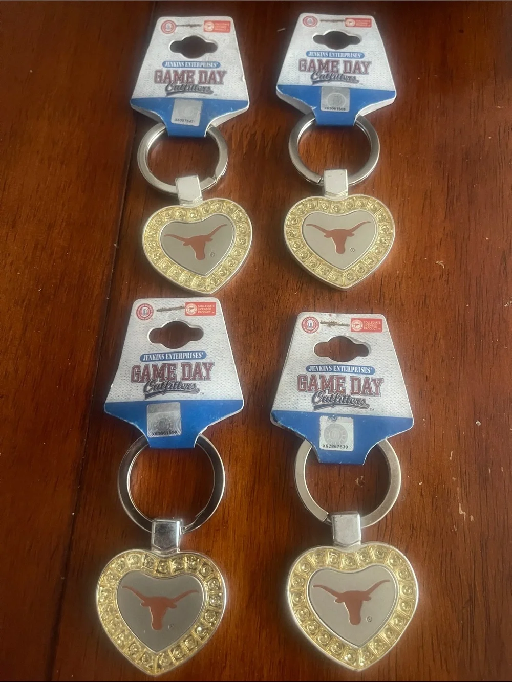 Gold Heart Keychain with Orange Longhorn Logo